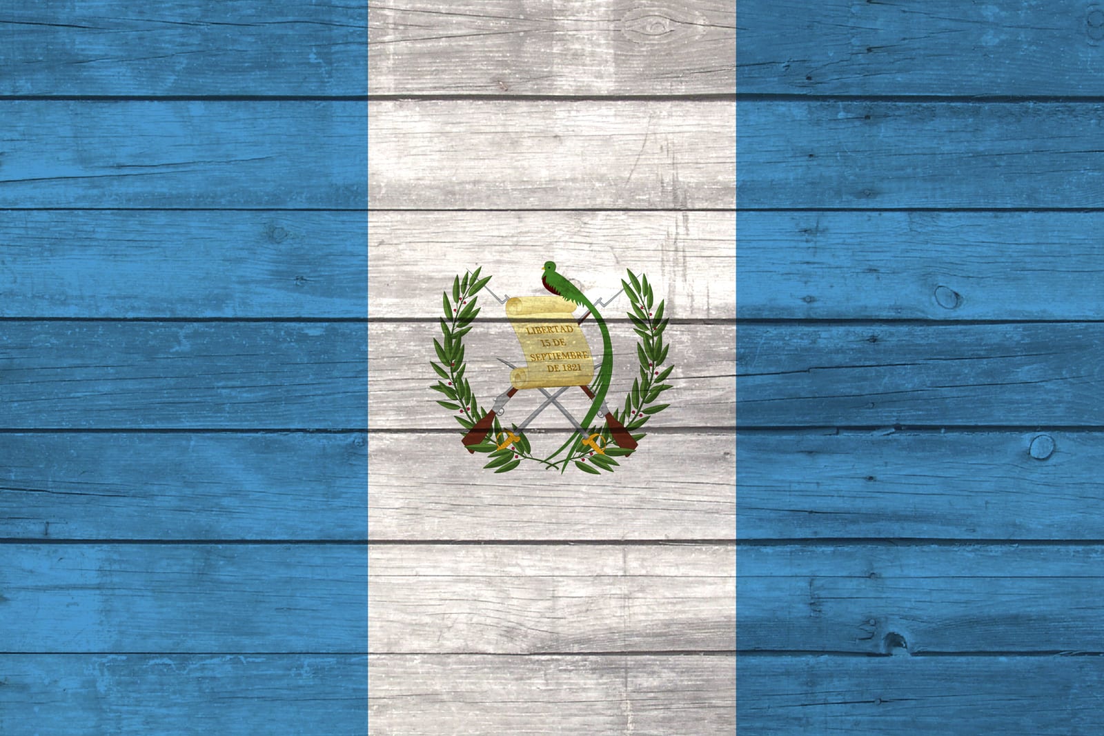 Guatemala National Flag on Wood Canvas Print