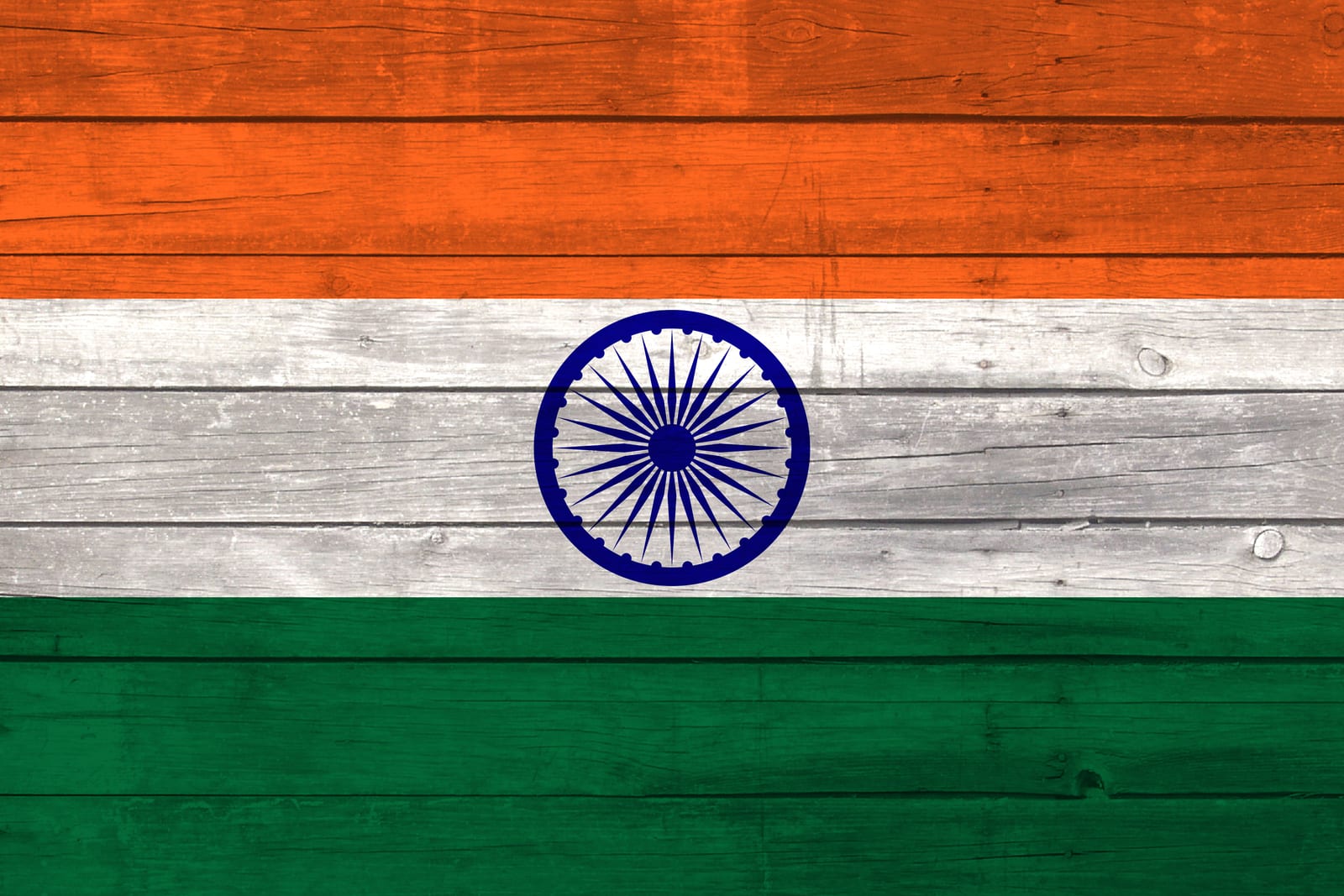 India National Flag on Wood Canvas Print