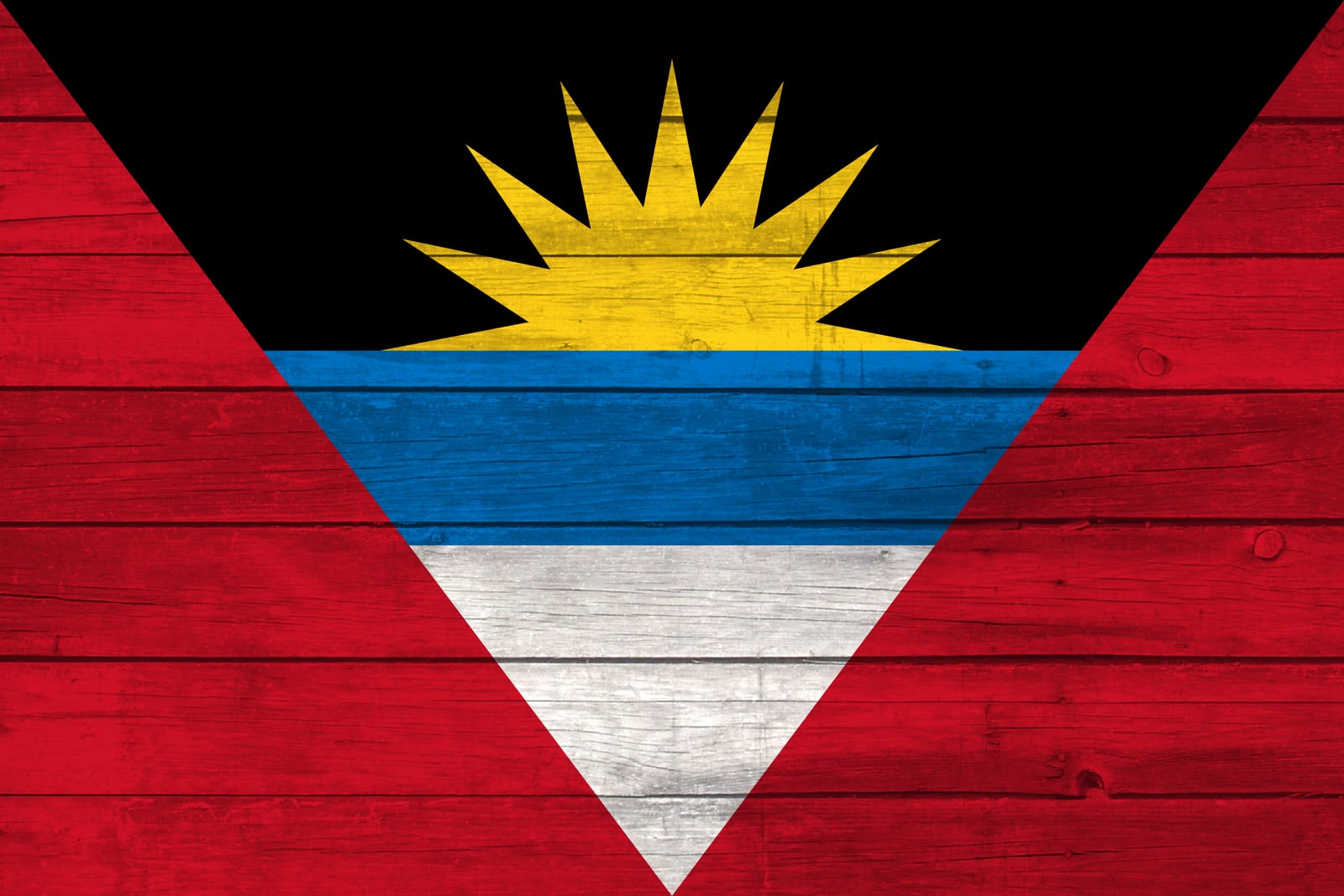 Antigua and Barbuda National Flag on Wood Canvas Print