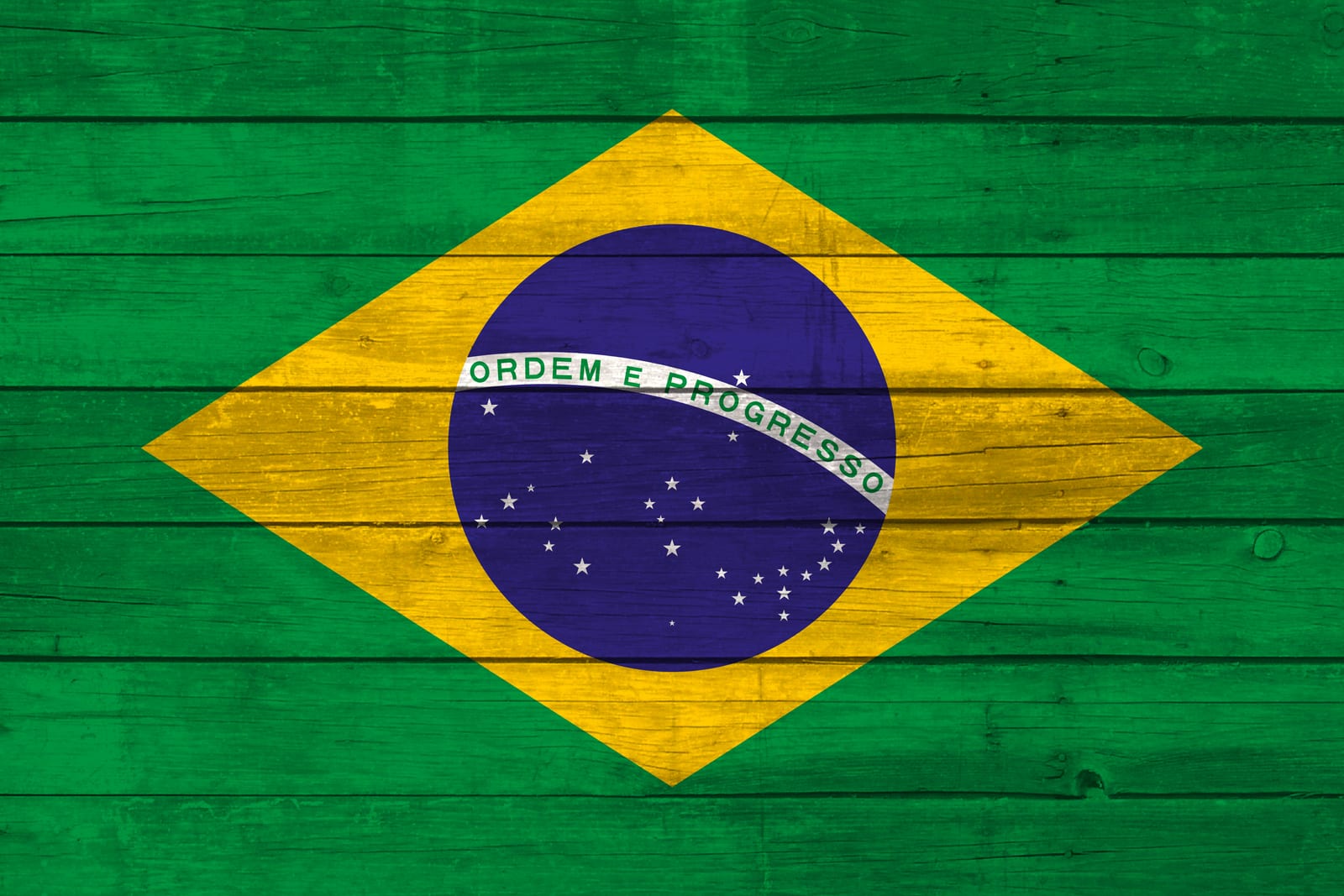 Brazil National Flag on Wood Canvas Print