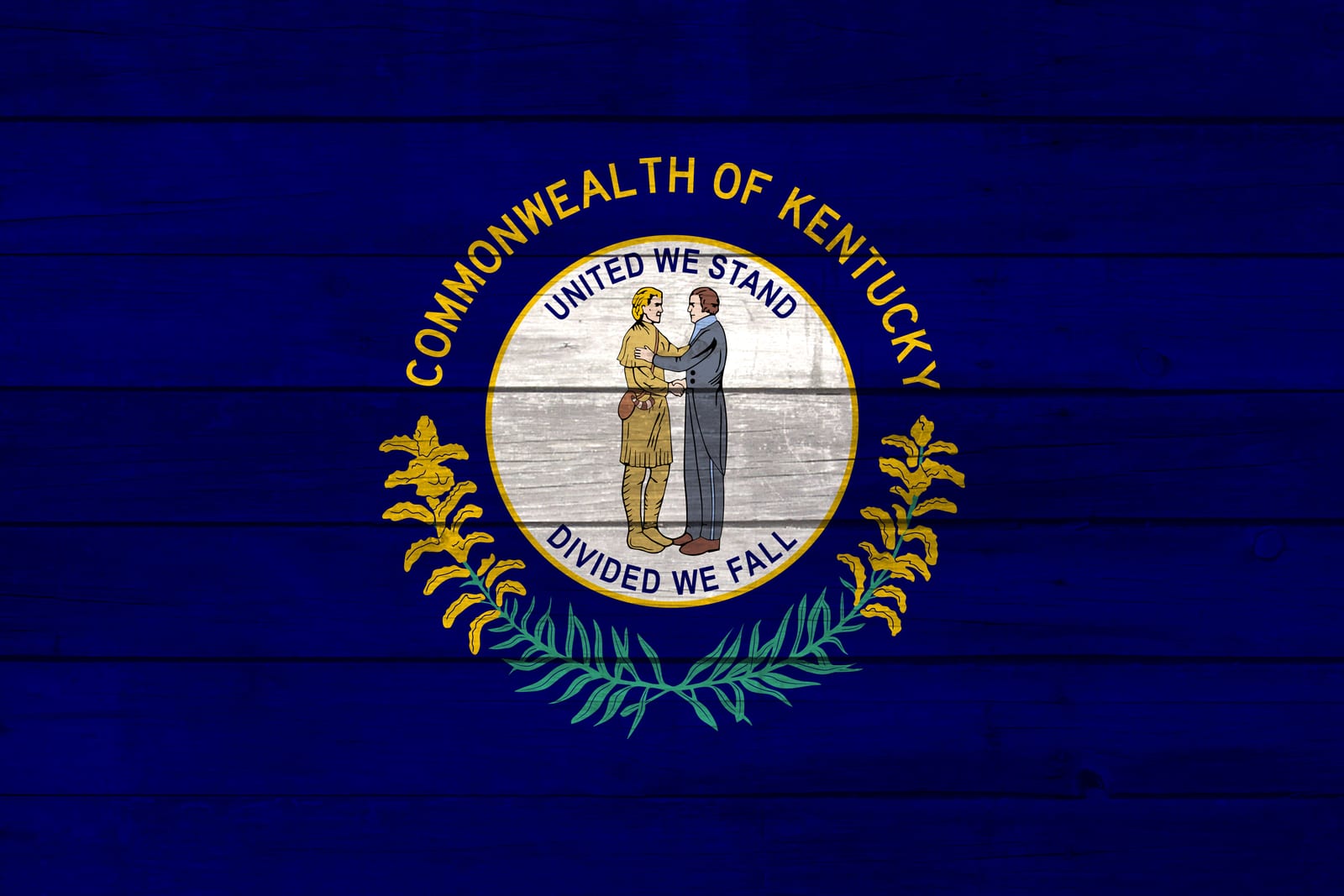 Kentucky State Flag on Wood Canvas Print